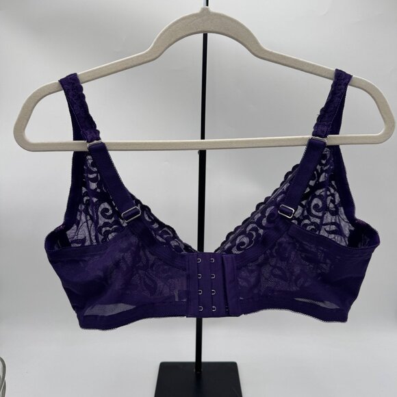 Cacique 42DDD Underwire purple Lace Bra French Coverage - Picture 5 of 7